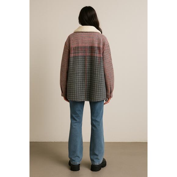 Kengstar “Giaccone”-NWT-Multicolor Patchwork Sherpa-Collar Jacket Sz:Sm Ret$395 - Picture 3 of 7